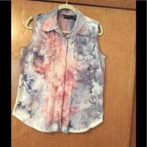 ❤️Sleeveless custom dyed western blouse